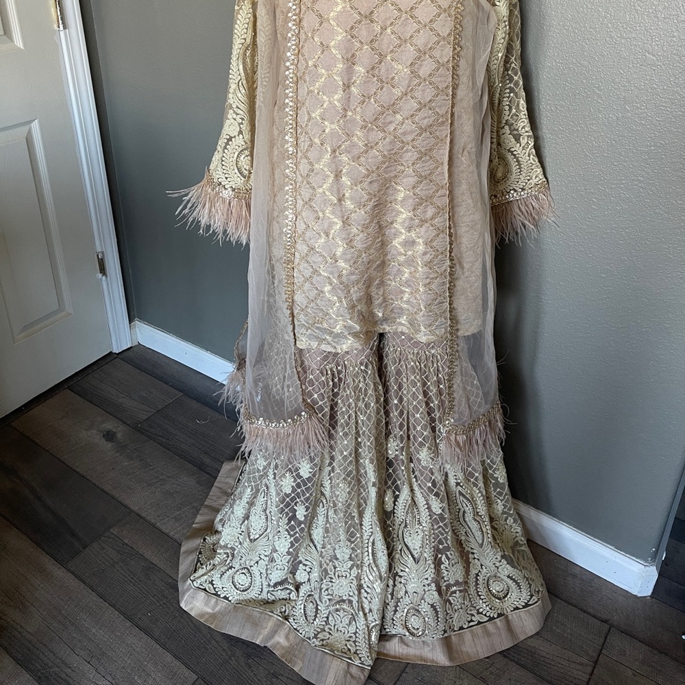 Pakistani Gharara with feather details brand new never worn